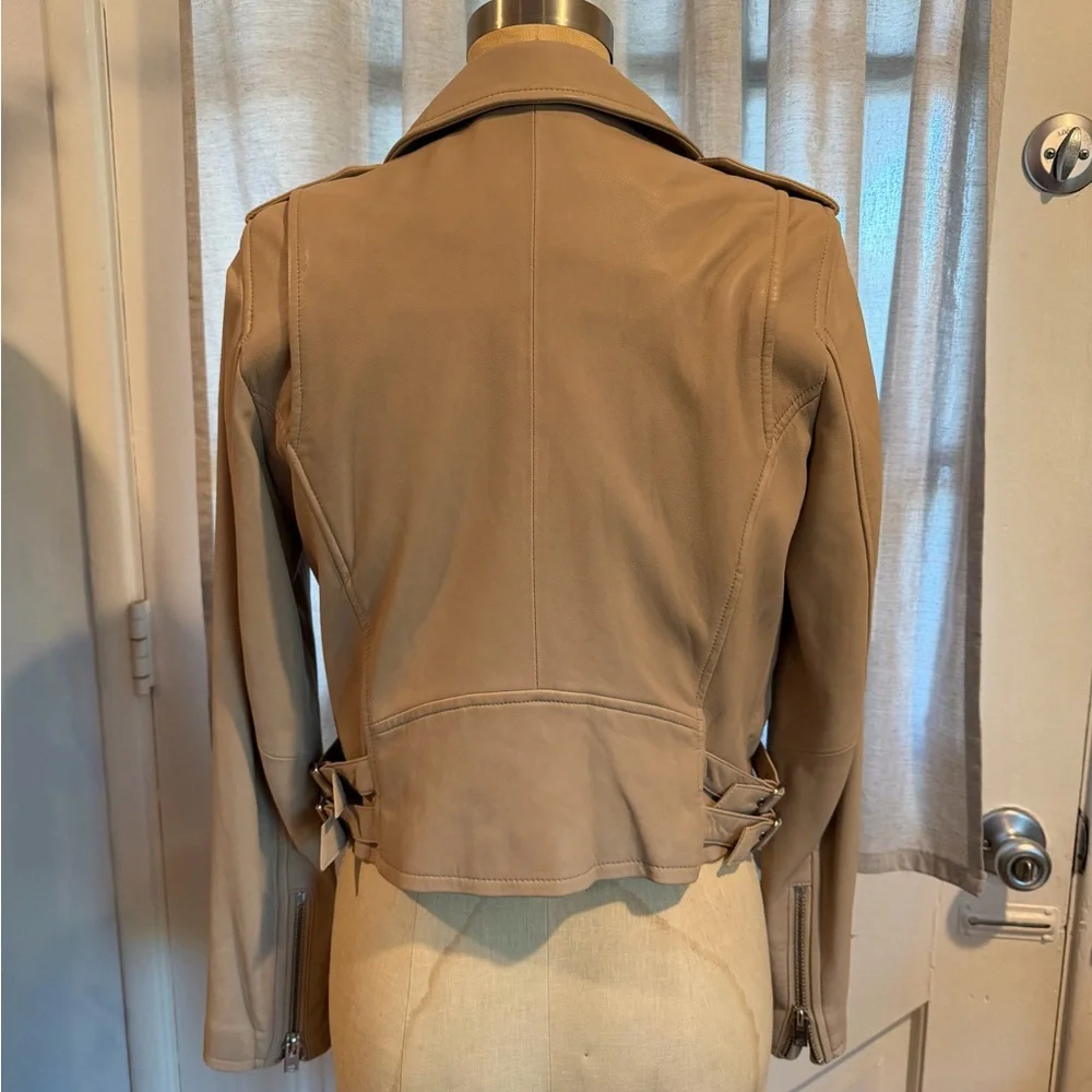 IRO Women's Light Tan Indie Sleeze Leather Jacket - Picture 5 of 9